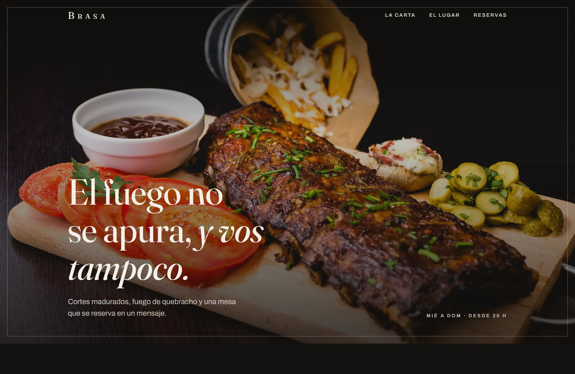 Brasa: página web para restaurantes y parrillas vista en computadora
