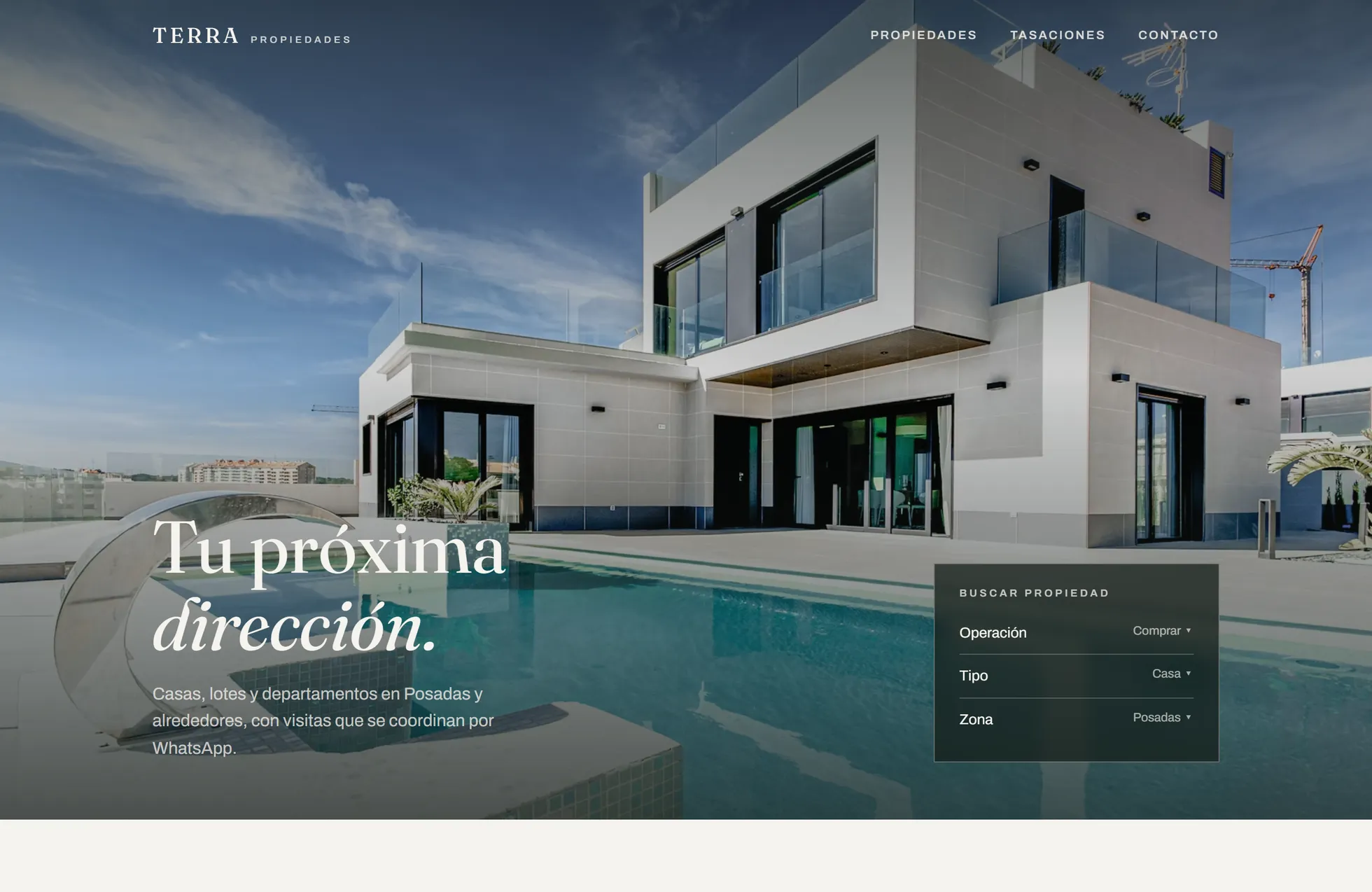 Terra Propiedades: página web para inmobiliarias vista en computadora